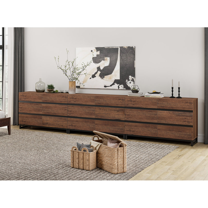 3 PCS Accent Cabinet For Bedroom, Closet Organizers And Storage With 12 Drawers, Chest Of Drawers With Metal Base, Modern Wooden Dresser