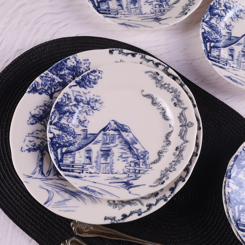 Elegant 7-Piece Porcelain Plate Set, Dishwasher & Microwave Safe | Service Plate: 9.8 x 9.8 x 0.8 inches, Dessert Plates: 7.5 x 7.5 x 0.8 inches | Perfect for Entertaining & Everyday Use, Durable & Stylish Design