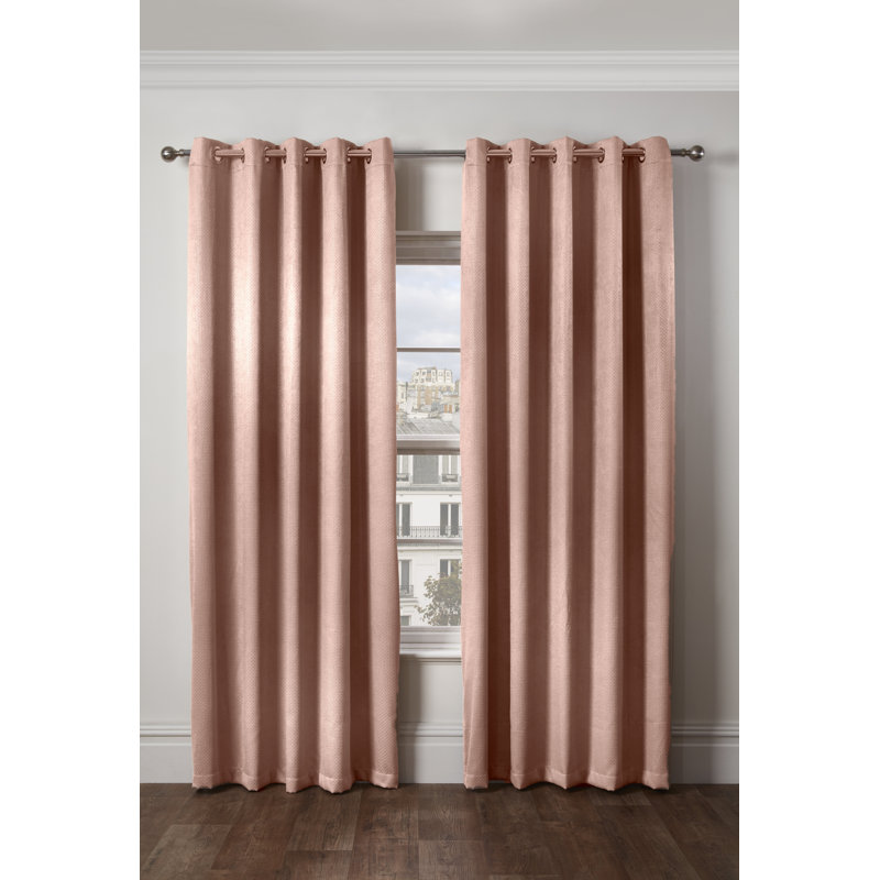 Ambiance Blackout Curtain Pair, 168 W x 228 D cm, Blush Pink