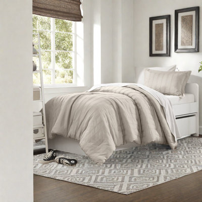 Modern Woven Stripe Bedding Set, Soft Polyester Twin/twin Xl For Cozy Spaces