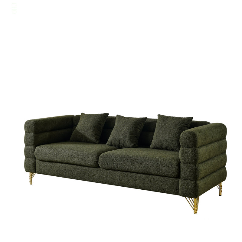 81Inch Oversized 3 Seater Sectional Sofa, Living Room Comfort Fabric Sectional Sofa - Deep Seating Sectional Sofa, Soft Sitting With 3 Pillows For Living Room, Bedroom, Office Teddy (W834S00033)