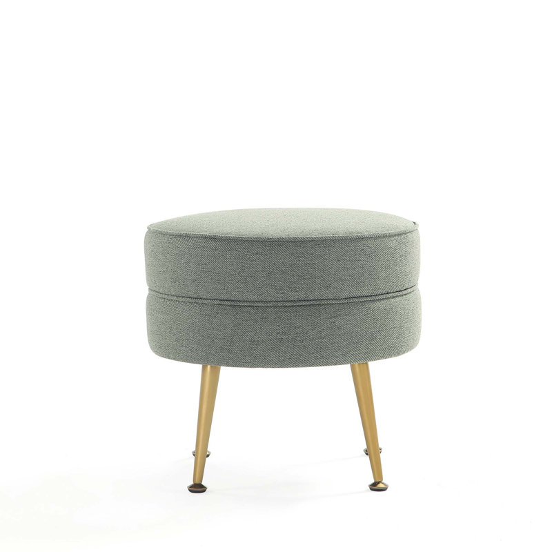 Luker Upholstered Ottoman, Green, Gold