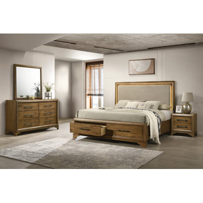 Grande chambre en bois avec table de chevet 4 pièces Virginie