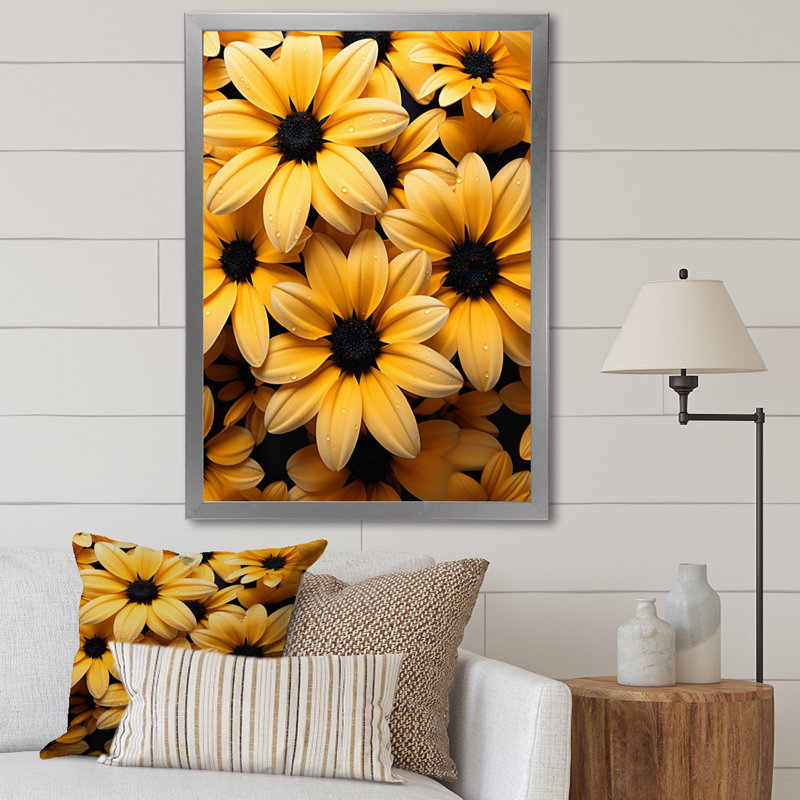 Dunleith Yellow Flowers Harmony - impression, H 20 po x l 12 po x P 1 po, Cadre photo argenté