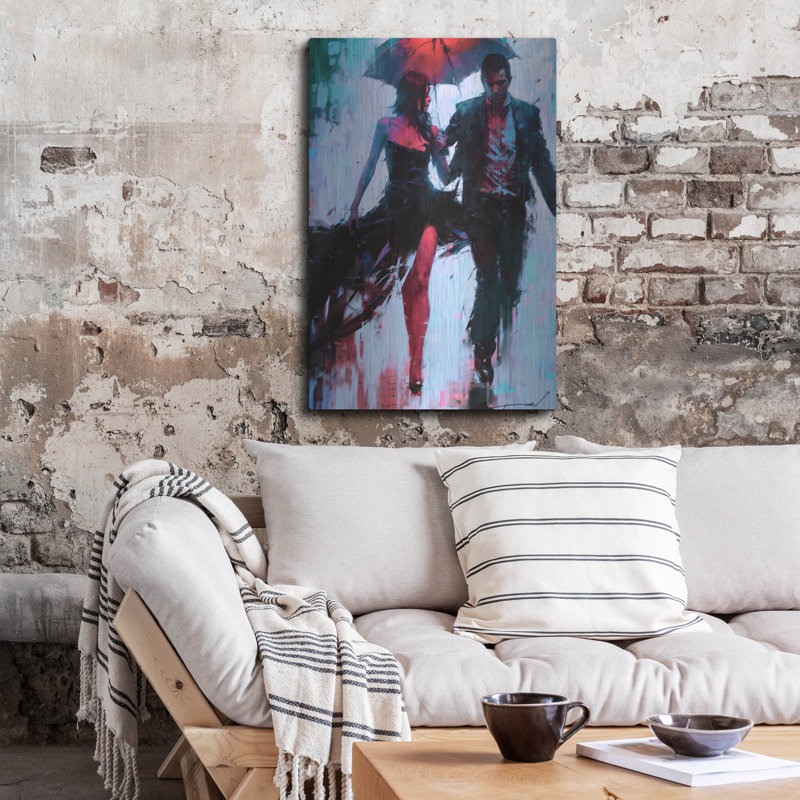 Art mural en métal Winston Porter «Walking In The Rain» par Andreas Magnusson, H 36 po x l 24 po