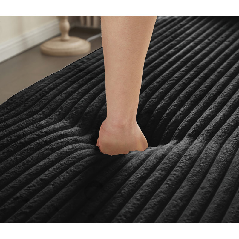 Canapé de plancher en velours côtelé avec 2 coussins, Black Corduroy