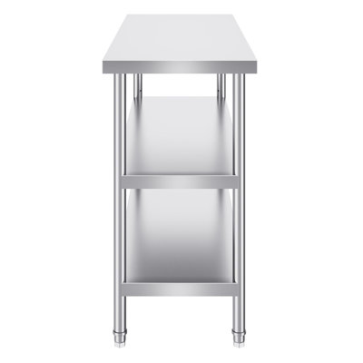 SUS201 Stainless Steel Prep Table 18 x 48 Inch 1 Piece Silver