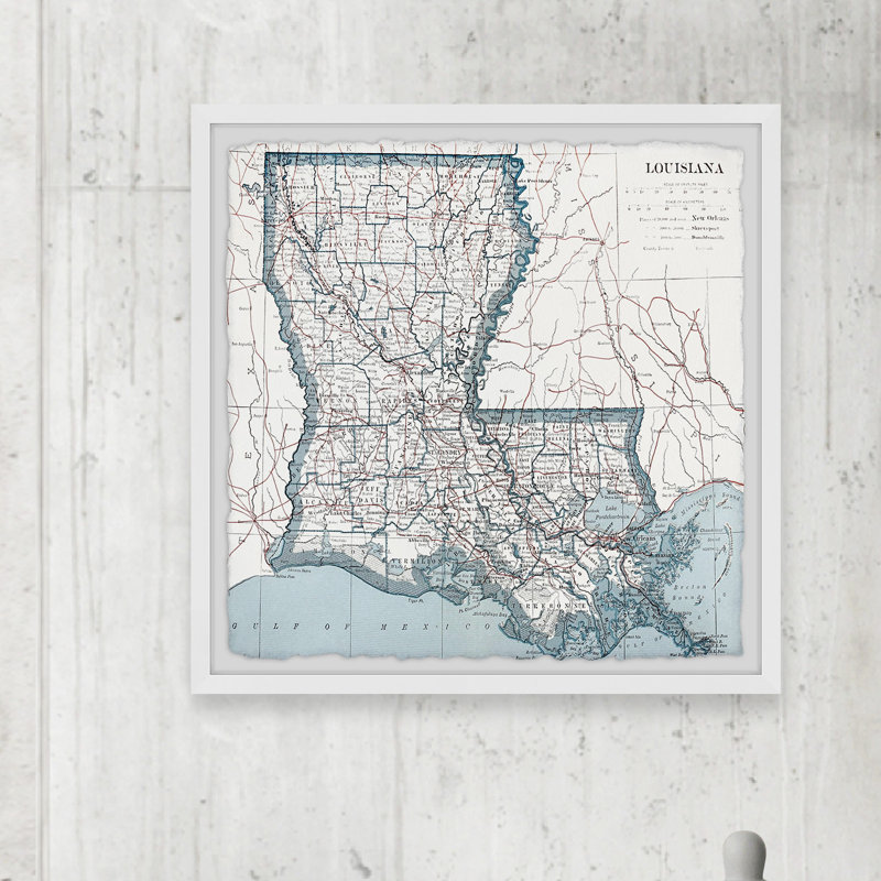 «White Louisiana Map», cadre photo, H 12 po x l 12 po x P 1,5 po