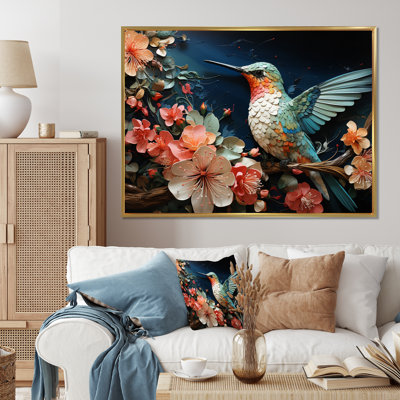 Teal Pink Hummingbird Harmony - Hummingbird Wall Art