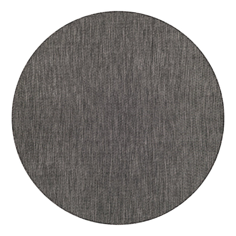 Tapis noir intérieur / extérieur Avaughn, Rond 5 pi 3 po, Noir