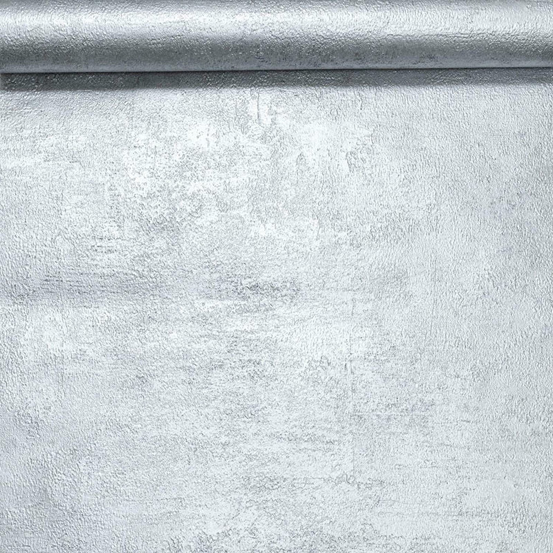 Espaida Silver  Plain Metallic Silver Industrial Textured Effect Distressed Wallpaper 10m x 53cm Roll