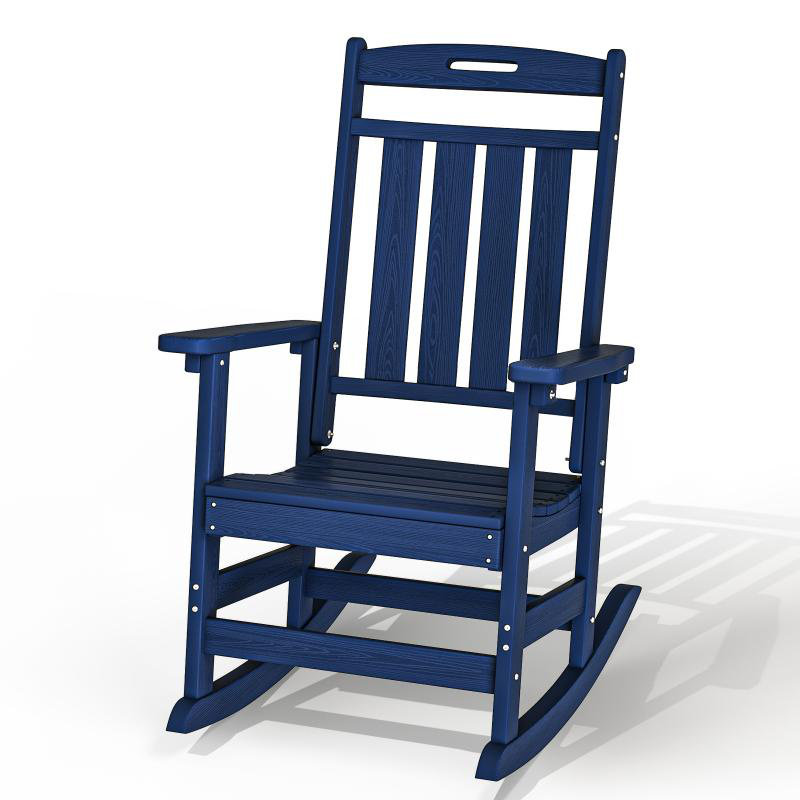 HDPE All-Weather Outdoor Rocking Chair, Porch Deck Rocker, Navy