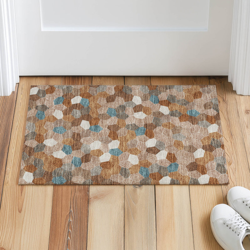 Tapis géométrique intérieur / extérieur lavable à la machine Chantille ACN2573, Paprika, 1 pi 8 po x 2 pi 6 po