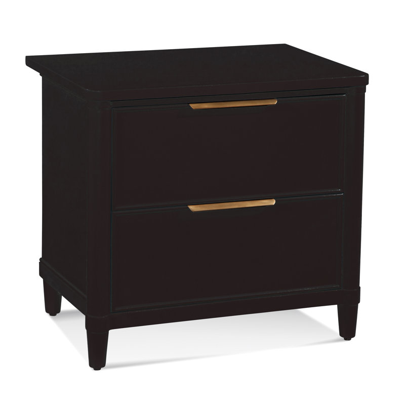 Table de chevet en bois massif Clair, Noir