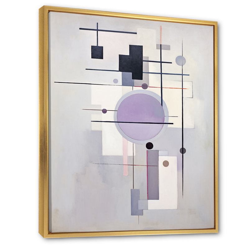 «Jaival», mauve, «Transcendent Geometries II» - imprimé, H 32 po x l 16 po x P 1 po, Cadre flottant doré