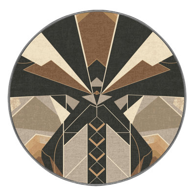 Tapis brun doux et moelleux à motif géométrique à motif géométrique en forme de palmier Temaraia