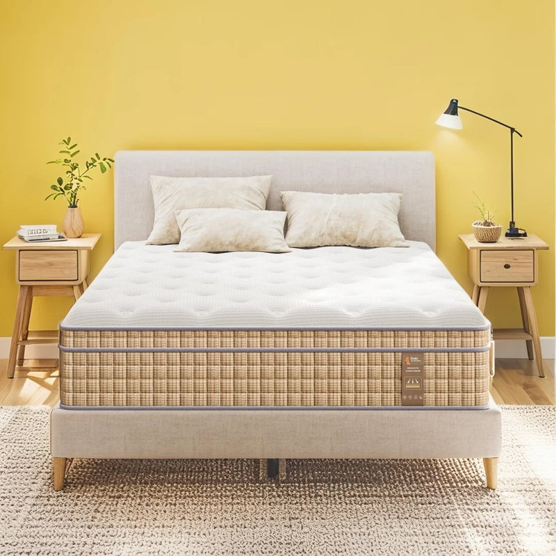 Matelas hybride mi-ferme 12 po / 14 po avec mousse viscoélastique gélifiée Bedstory - 8 couches, ressorts ensachés à deux zones, certifié CertiPUR-US et OEKO-TEX