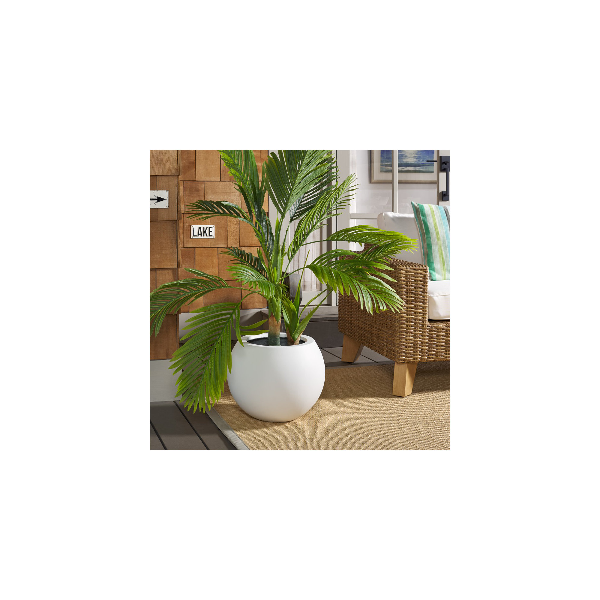 Mcgill Concrete Pot Planter, White, 12.7" H x 15.7" W x 15.7" D
