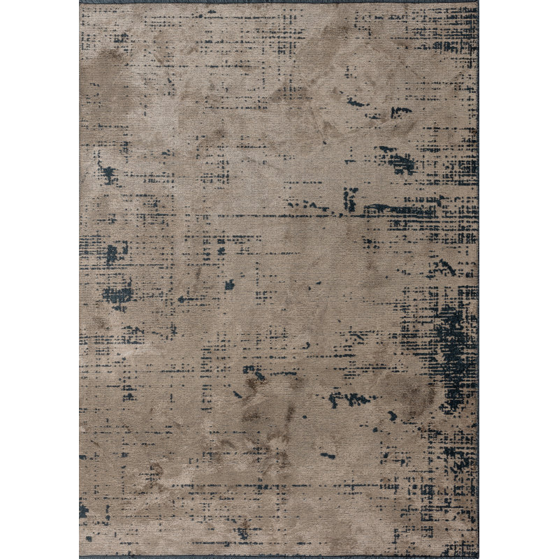 Tapis abstrait brun clair / noir Rapture, Rectangle 7 pi 10 po x 9 pi 10 po