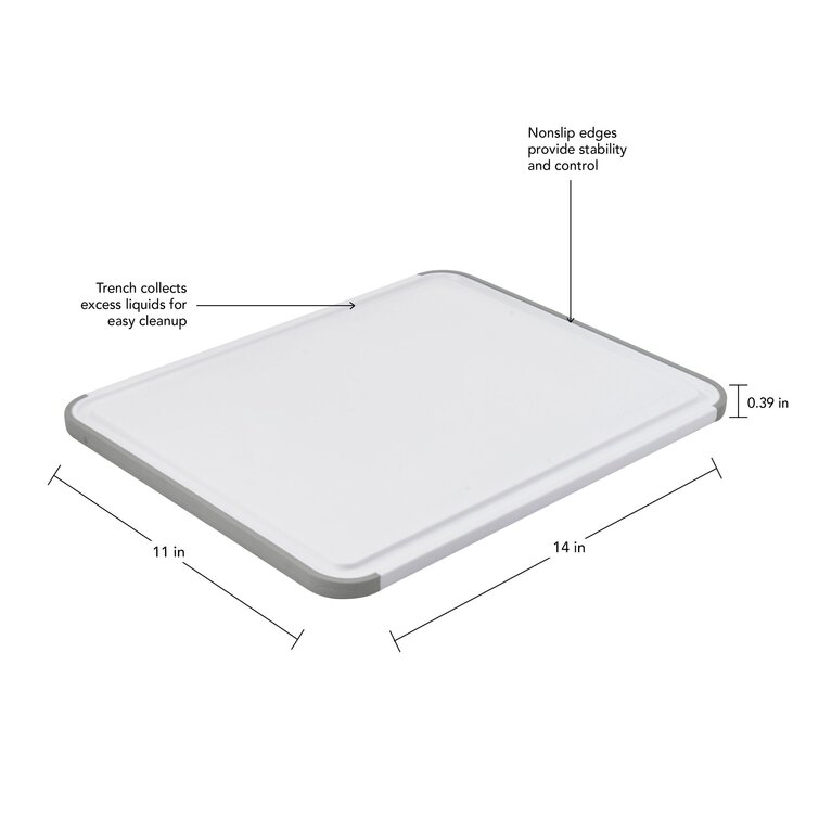 Farberware Large Cutting Board, Dishwasher- Safe Plastic Chopping Board for  Kitchen with Easy Grip Handle, 11-inch by 14-inch, White