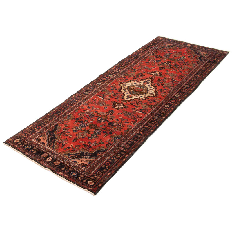 Tapis rouge unique noué à la main 3 pi 7 po x 10 pi 4 po One Of Kind