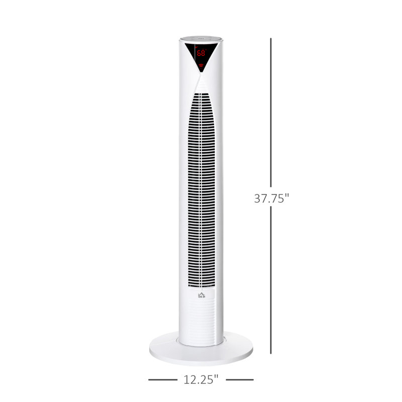 HOMCOM Freestanding Tower Fan Cooling For Bedroom With 3 Speed, 12H Timer, Oscillating, LED Sensor Panel, Remote Controller, Black