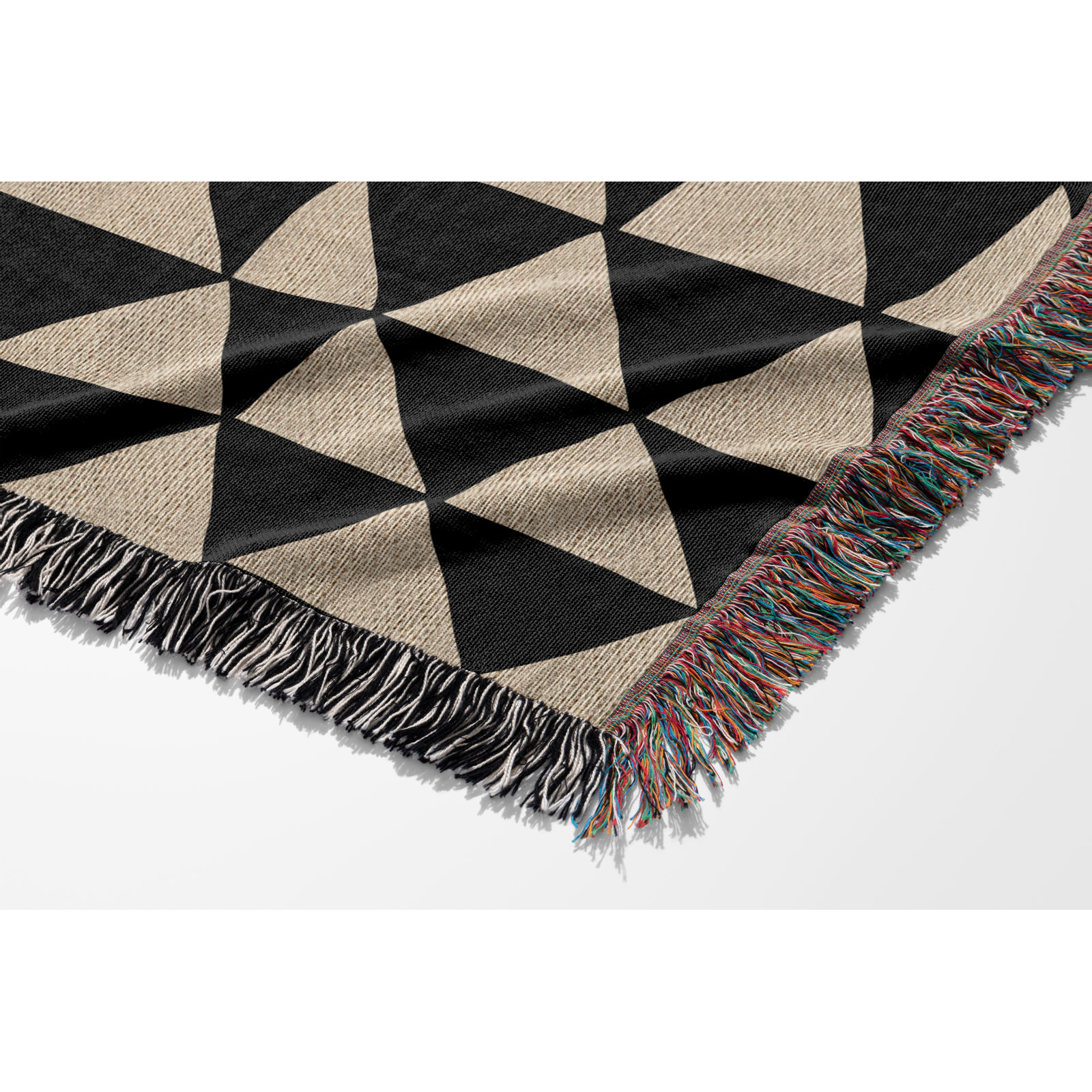 Kelia Cotton Throw Blanket, Black/Beige, 50" x 60" – Throw