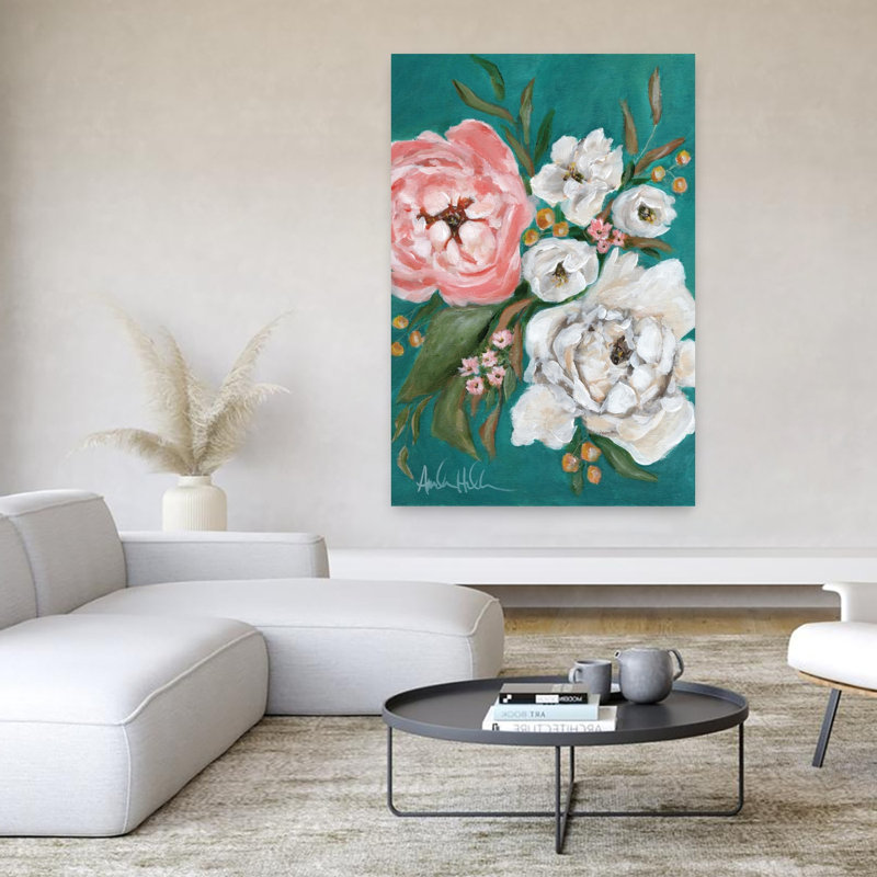 Art et fleurs de pivoines printanières, H 60 po x l 40 po