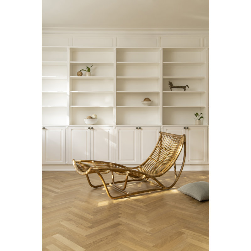 Pranay Outdoor Wicker Chaise Lounge, Antique