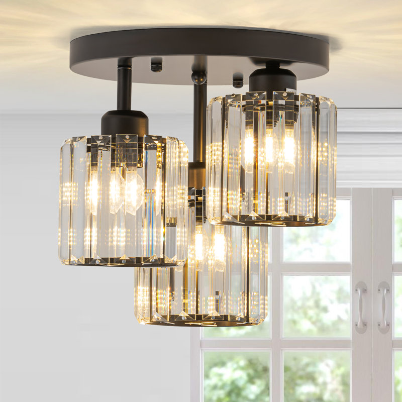 Plafonnier semi-encastré 3 lumières, Matte Black