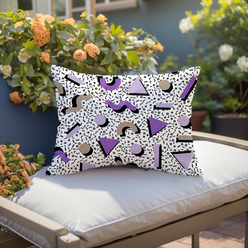 Coussin lombaire réversible intérieur / extérieur Moxo, Rectangle H 14 po x l 20 po, Mauve