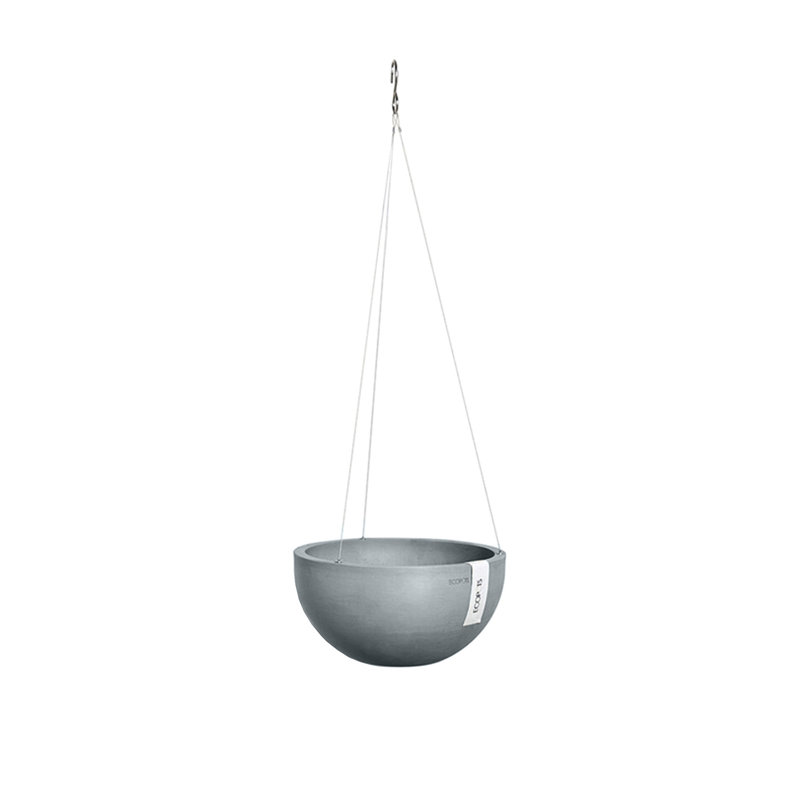 Mythili Ecopots Hanging Planter, Gray, 5.12" H x 10.5" W x 10.5" D