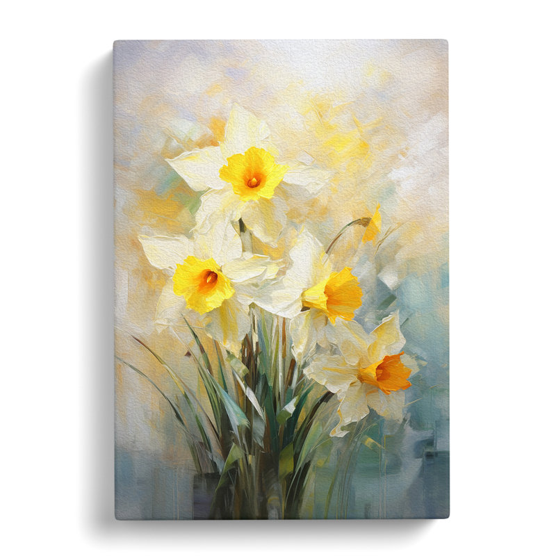 Daffodil Flower Impressionism No.3 - Wrapped Canvas Print, 76cm H x 50cm W x 3cm D