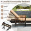 Chaise longue d'extérieur inclinable en rotin 2 pièces avec accoudoirs en bois-841408210