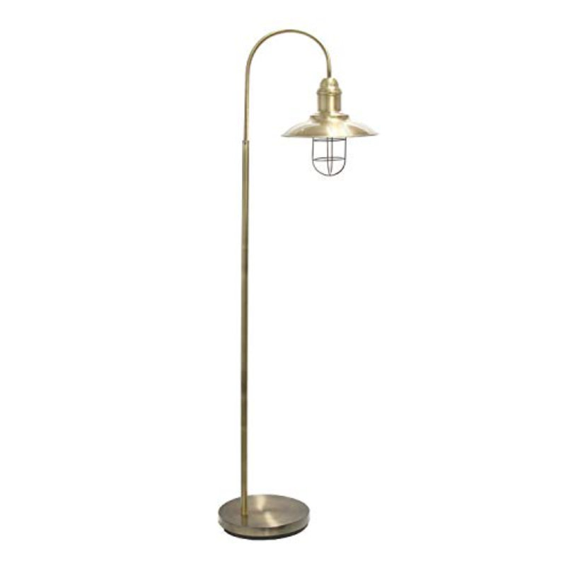 Edison Adjustable Antique Brass Floor Lamp with Cage Shade