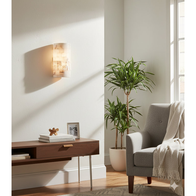 Applique murale 2 lumières avec abat-jour blanc albâtre
