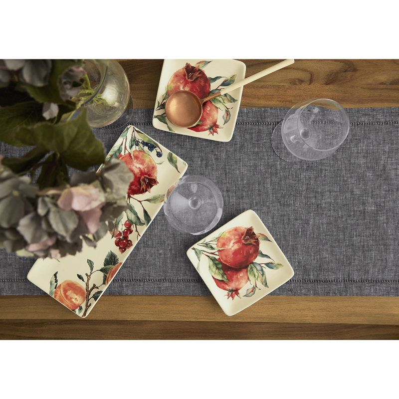 Milan - 100% Pure Linen Table Runner, Chambray Black, 72" x 14"