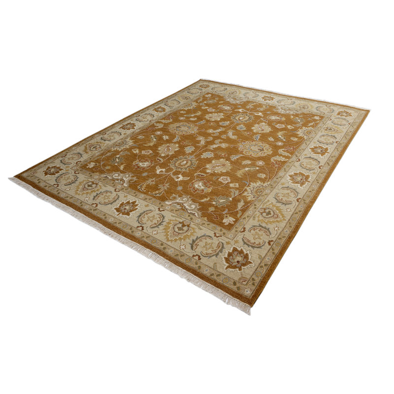 Wool Oriental Area Rug in Rust/Ivory