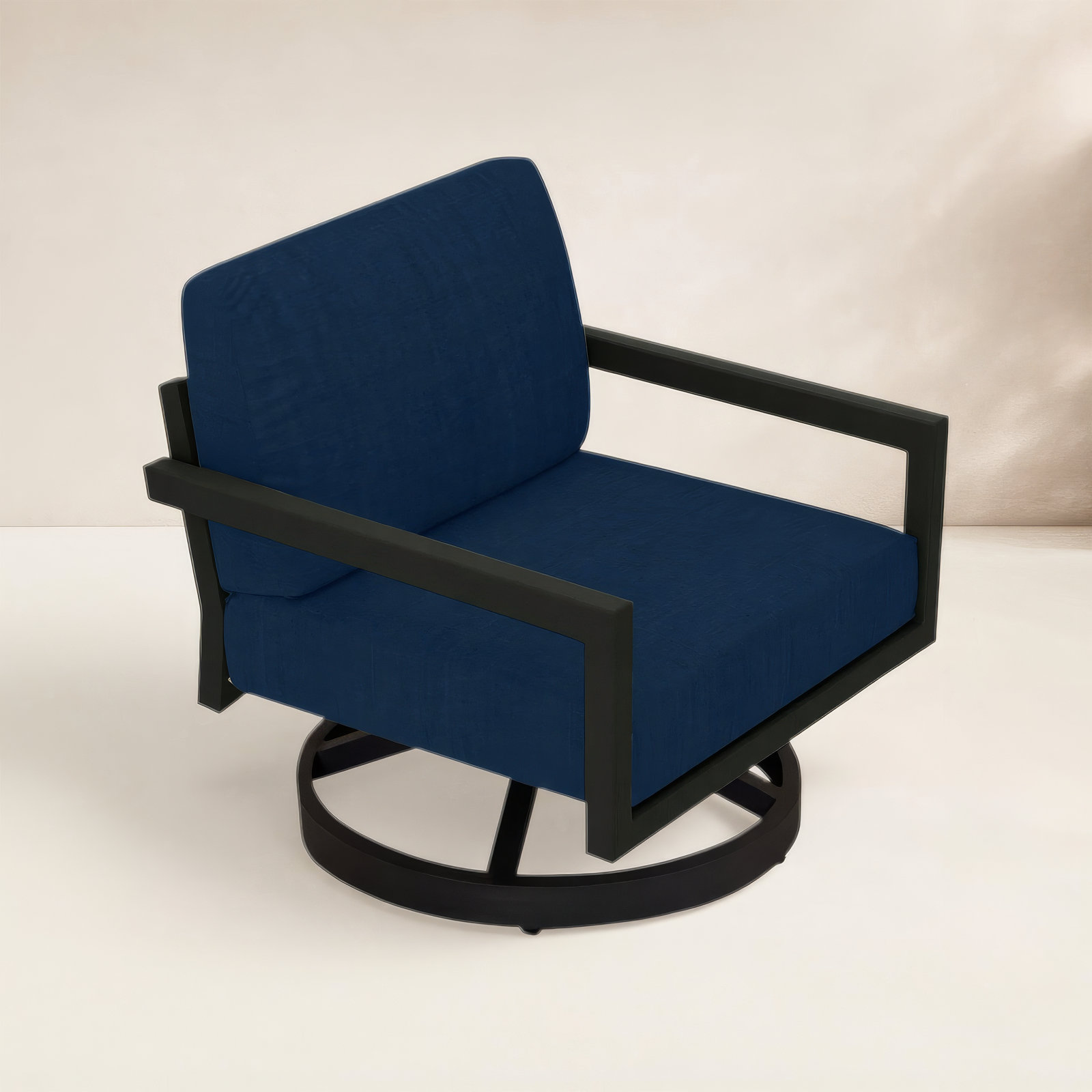 Vivant Outdoor Chair with Sunbrella® Cushions, White, Spectrum Indigo Sunbrella®