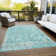 Machine Washable Indoor/Outdoor Xhevrie Teal Rug