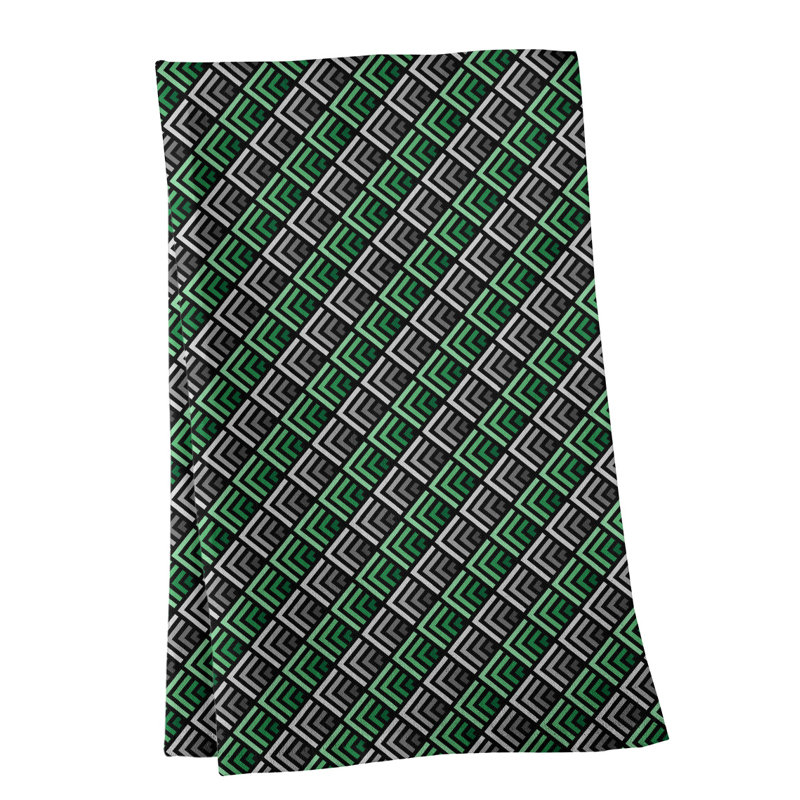 Torchon à motif géométrique à rayures, Croisé en coton, Vert / pièce de monnaie