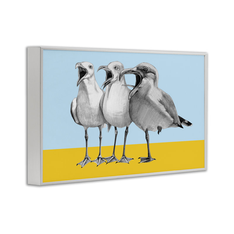 Mouettes aux teintes bloquées, estampe numérique, design par Violeta Vollmer, H 20 po x l 30 po