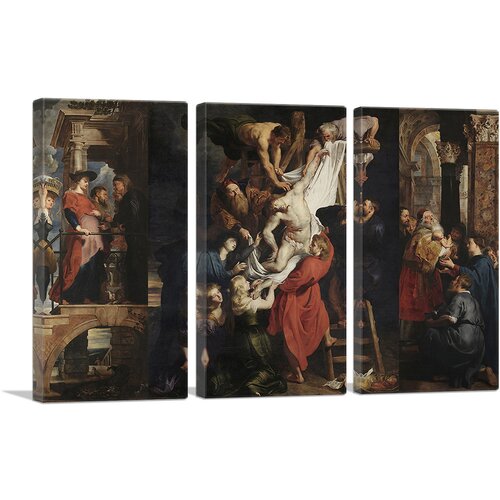 ARTCANVAS Descent From The Cross 1614 On Canvas 3 Pieces by Peter Paul ...
