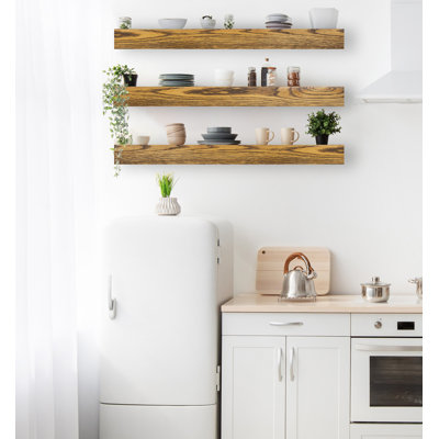 3 Piece Oak Solid Wood Floating Shelf