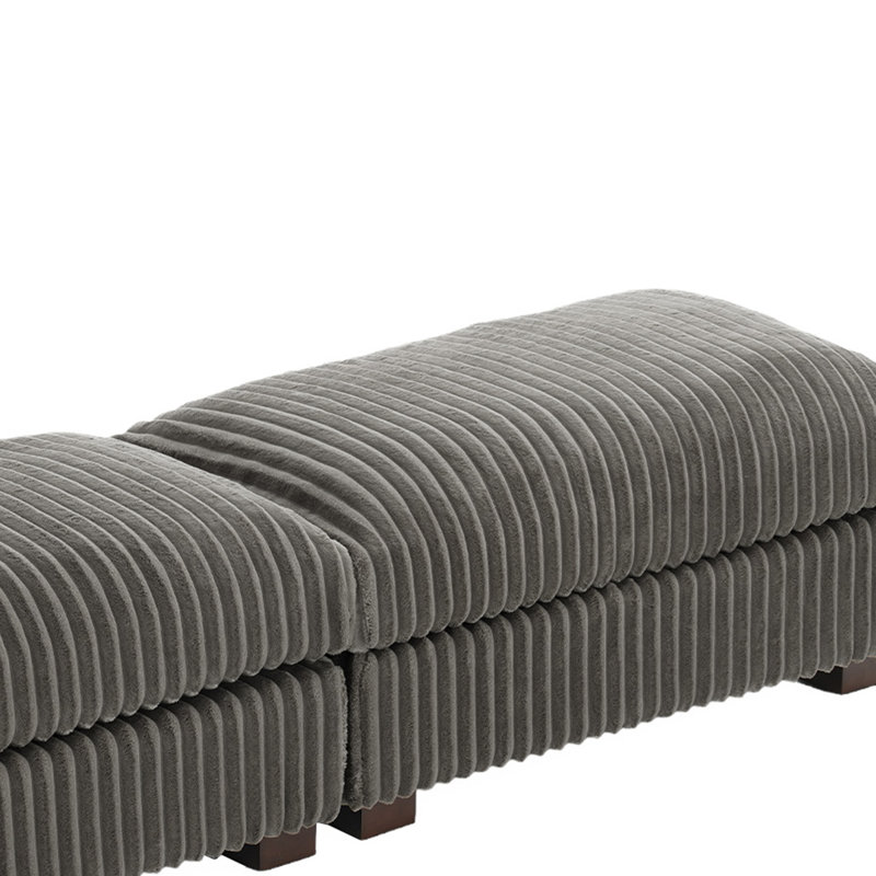Repose-pieds rectangulaire en flanelle de fourrure de lapin gris clair, Gris clair