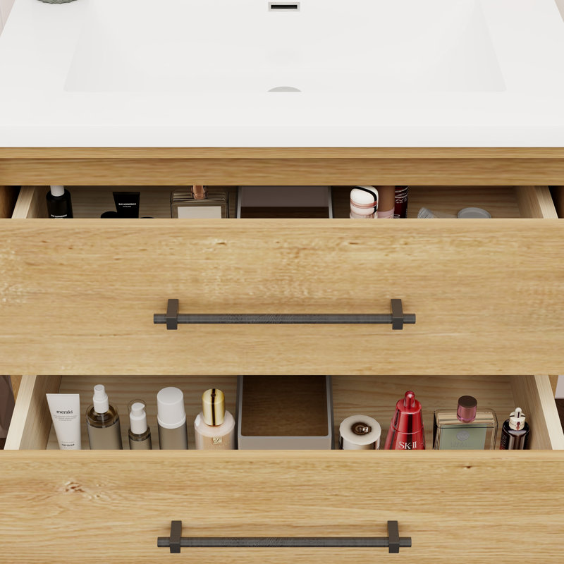 Victoria 29.5'' Single Bathroom Vanity with Acrylic Top, Oak
