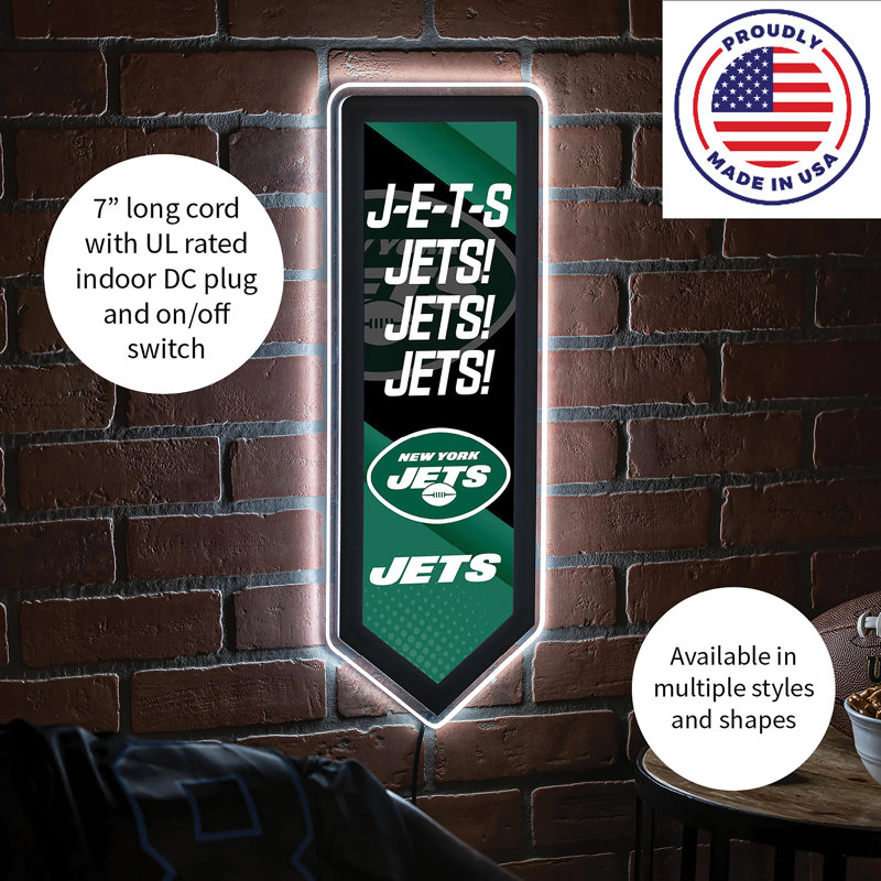 NFL LED Pennant Shaped Lighted Wall Sign, New York Jets