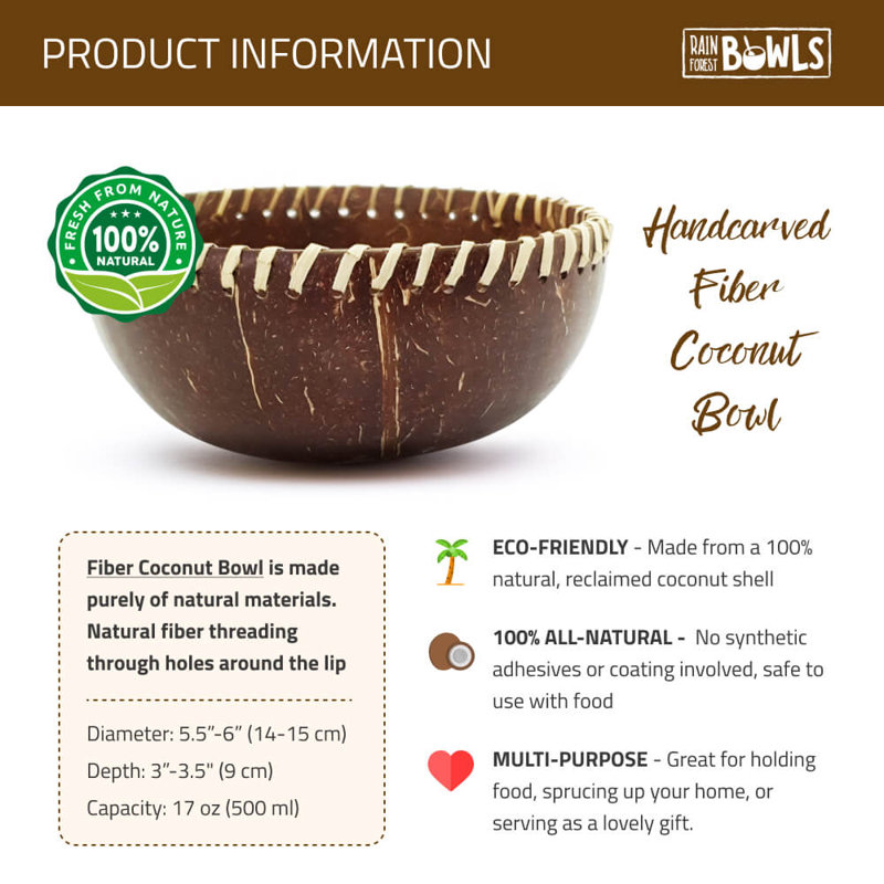 Fibre Coconut Bowl 4-Pack