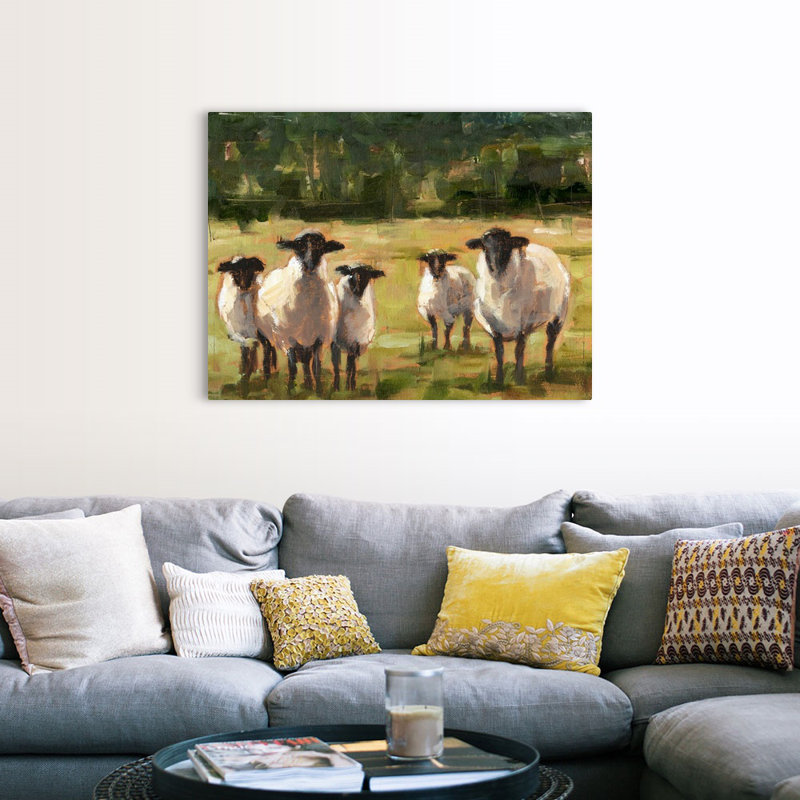 Sheep Family I, art mural sur toile, Toile tendue, H 36 po x l 48 po x P 1 po