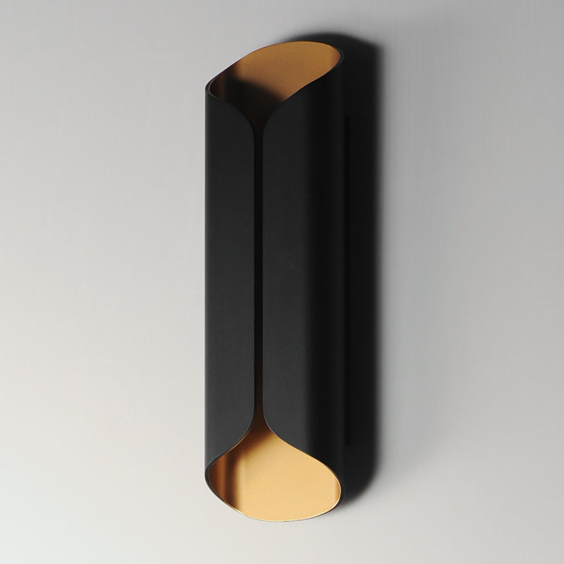 Alessandrino Aluminium LED Wall Light, Gold/Black, 20" H x 6.25" W x 3.25" D